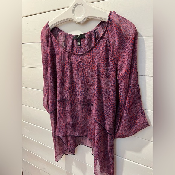 JESSICA SIMPSON – Haut ample imprimé violet et rouge – Taille L - Picture 7 of 10